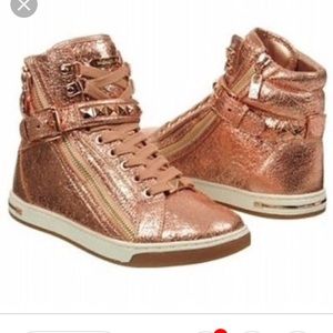 Michael Kors Rose Gold Studded High Top Sneakers